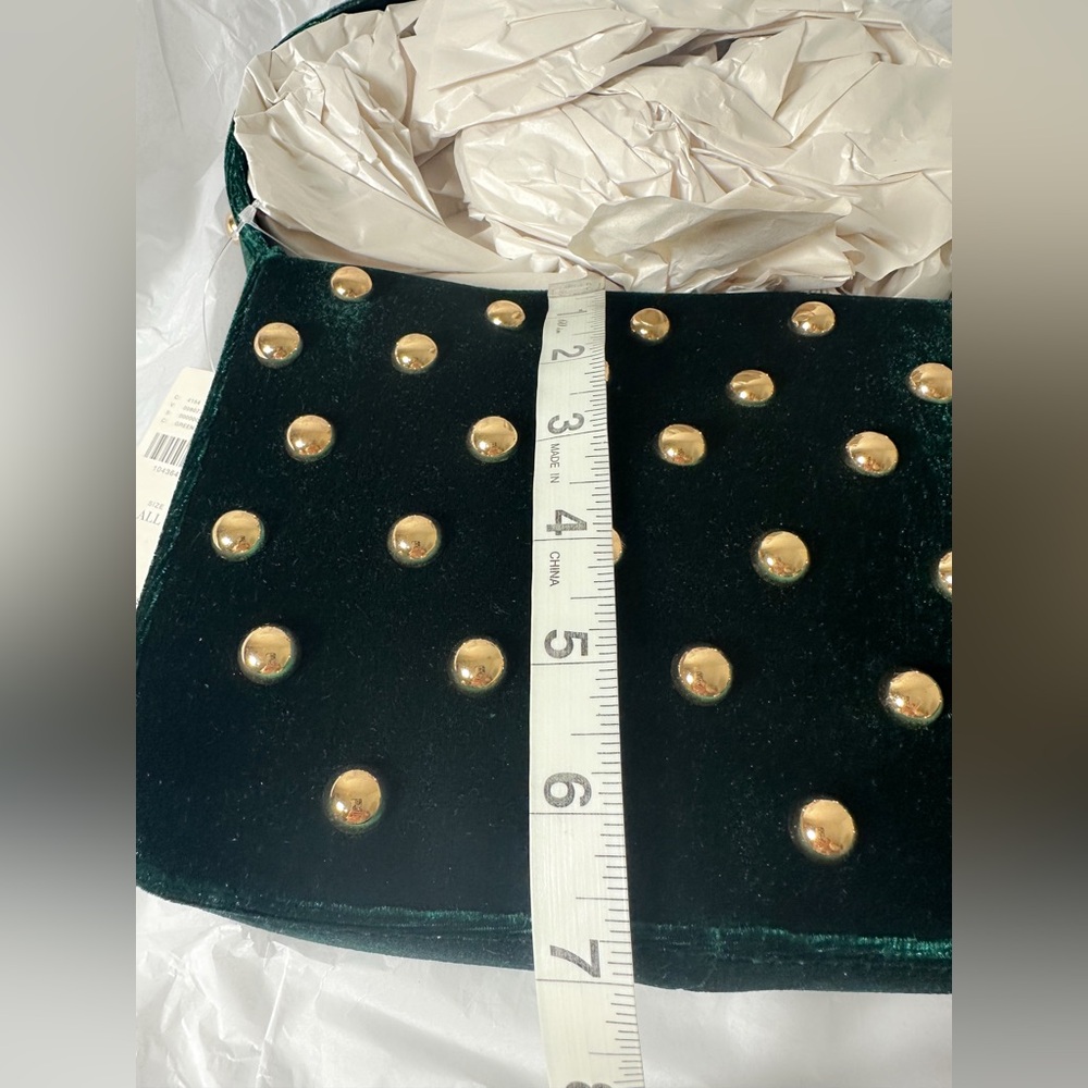 Anthropologie Studded Velvet Shoulder Bag in Green NWT - Picture 7 of 13